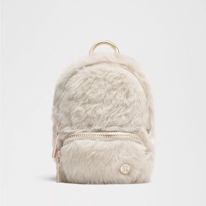 Lululemon everywhere nano backpack plush fleece ivory mini keychain NWT